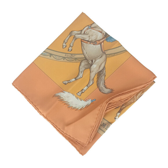 HERMES Orange Silk Scarf - Picture 2 of 7